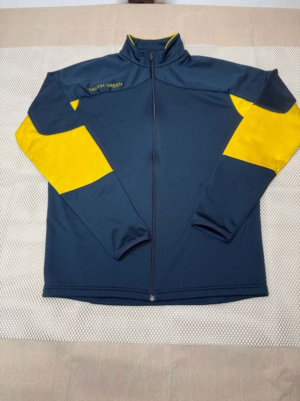 Galvin Green Men’s  Full Zip Jacket Size M Navy Blue Yellow Golf